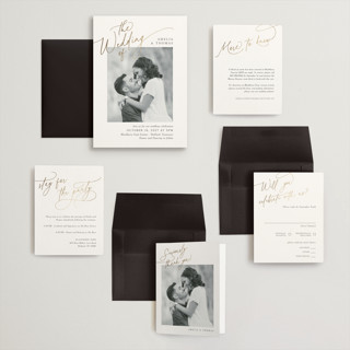 This is a marshmallow wedding invitations with foil pressed by Kaydi Bishop called the wedding printing on signature in grand