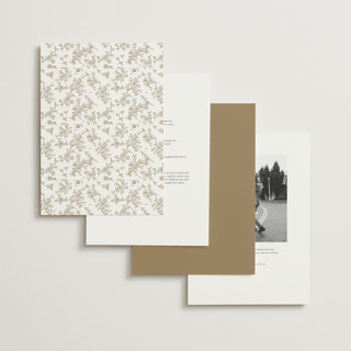 This is a champagne wedding invitations with foil pressed by Cass Loh called floral crest printing on signature in grand