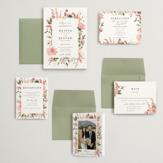 This is a blush wedding invitations with foil pressed by Susan Moyal called lush printing on signature in grand