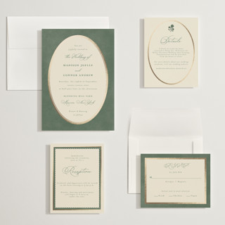 This is a rosemary wedding invitations with foil pressed by Emily Betts called vintage oval printing on signature in grand