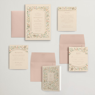 This is a ivory wedding invitations with foil pressed by Jennifer Wick called esther's garden printing on signature in grand
