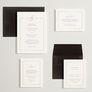 This is a silk wedding invitations with foil pressed by Kelly Schmidt called framed monogram printing on signature in grand
