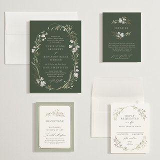 This is a forest floor wedding invitations with foil pressed by Erin L. Wilson called meadow printing on signature in grand