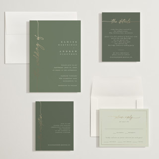 This is a eucalyptus wedding invitations with foil pressed by Pippa Shaw called silk printing on signature in grand