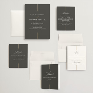 This is a iron wedding invitations with foil pressed by Erica Krystek called formal lines printing on signature in grand