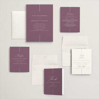 This is a lilac wedding invitations with foil pressed by Erica Krystek called formal lines printing on signature in grand