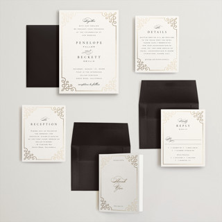 This is a pearl wedding invitations with foil pressed by Janean Hinger called intertwined printing on signature in grand