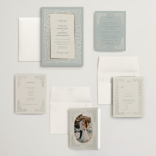 This is a something blue wedding invitations with foil pressed by Gwen Bedat called floral romance printing on signature in grand