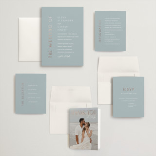 This is a provincial wedding invitations with foil pressed by Angela Thompson called gilded edge printing on signature in grand