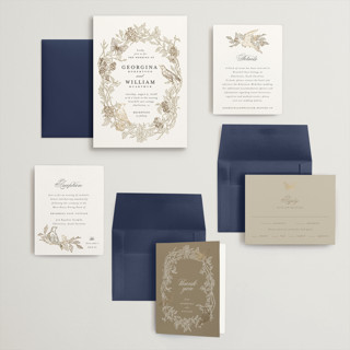 This is a lace wedding invitations with foil pressed by Grae called meet me in the garden printing on signature in grand