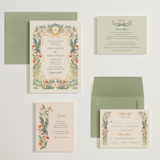 This is a garden wedding invitations with standard by Elly called garden heirloom printing on signature in grand