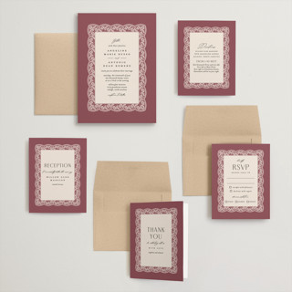 This is a mauve wedding invitations with standard by Erica Krystek called chantilly printing on signature in grand