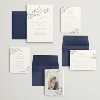 This is a wisteria wedding invitations with standard by Everett Paper Goods called sweeping meadow printing on signature in grand