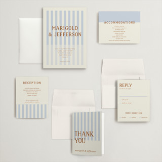 This is a wave wedding invitations with standard by Kelly Watkins called stripes printing on signature in grand