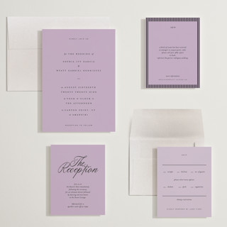 This is a lavender wedding invitations with standard by Blustery August called tarte tatin printing on signature in grand