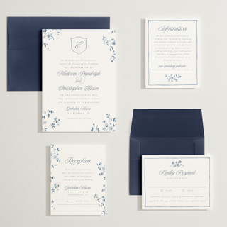 This is a bluebell wedding invitations with standard by Everett Paper Goods called wildflower corners printing on signature in grand