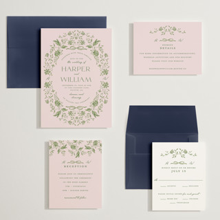 This is a english ivy wedding invitations with standard by Susan Zinader called daisy toile printing on signature in grand