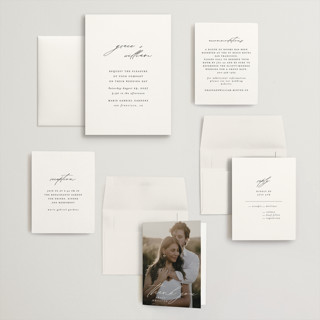 This is a cotton wedding invitations with standard by Angela Thompson called delicate script printing on signature in grand