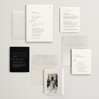 This is a tuxedo wedding invitations with standard by Kate Ahn called paire printing on signature in grand