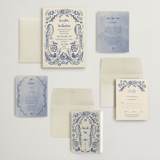 This is a marseille bleu wedding invitations with standard by Ani Somi called santa catalina printing on signature in grand