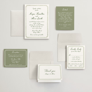 This is a moss wedding invitations with standard by Cass Loh called handwritten printing on signature in grand