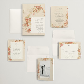 This is a stone wedding invitations with standard by Robert and Stella called falling foliage printing on signature in grand