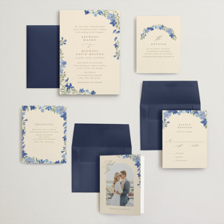 This is a blueberry wedding invitations with standard by Creo Study called nilgiri printing on signature in grand