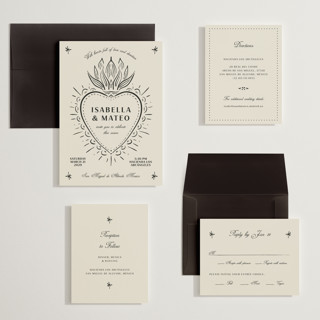This is a ivory wedding invitations with standard by Ani Somi called milagro printing on signature in grand