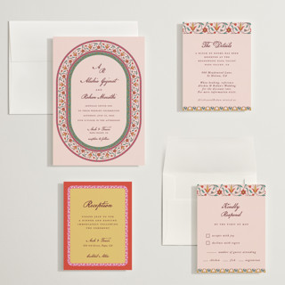 This is a blush wedding invitations with standard by Sherley Ferreira called mughal gardens printing on signature in grand