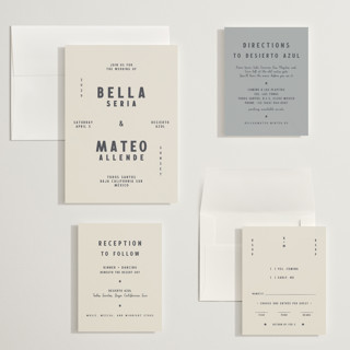 This is a baja blue wedding invitations with standard by Ani Somi called coyota printing on signature in grand