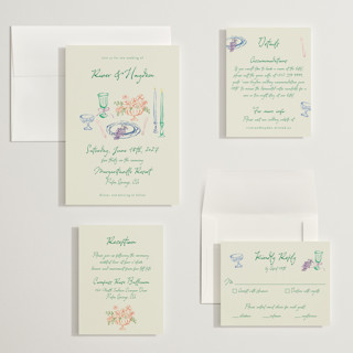 This is a garden wedding invitations with standard by Cass Loh called tablescape drawing printing on signature in grand