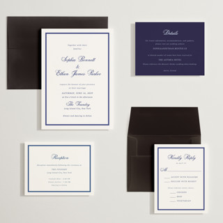 This is a midnight navy wedding invitations with standard by Cass Loh called chic union printing on signature in grand