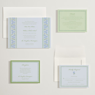 This is a coastal wedding invitations with standard by Madhvi Samimi called hydrangea vines printing on signature in grand