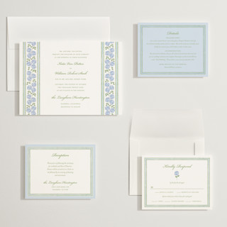 This is a dove wedding invitations with standard by Madhvi Samimi called hydrangea vines printing on signature in grand