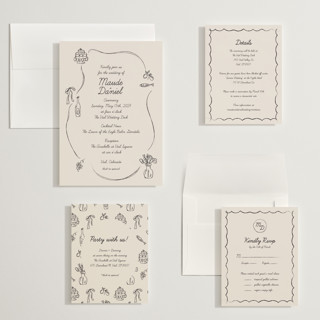 This is a ivory wedding invitations with standard by Aviva Atri called sketchbook love printing on signature in grand