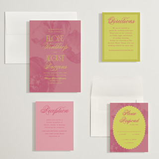 This is a flamingo wedding invitations with standard by Morgan Kendall called maximalist poppies printing on signature in grand