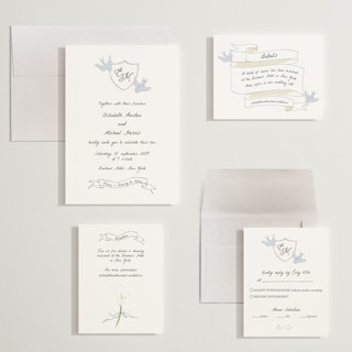 This is a cloud wedding invitations with standard by Helena Vitto called birds of paradise printing on signature in grand