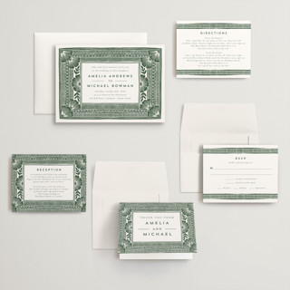 This is a fern wedding invitations with standard by Katharine Watson called block print frame printing on signature in grand