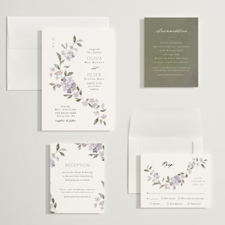 This is a periwinkle wedding invitations with standard by Itsy Belle Studio called sweeping vine printing on signature in grand