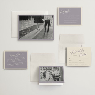 This is a lavender wedding invitations with standard by Adelyn T. called photograph scribble printing on recycled smooth signature in grand