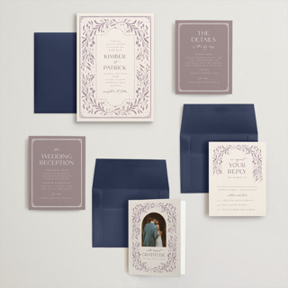 This is a lavender dusk wedding invitations with standard by Ashley DeMeyere called porcelain printing on signature in grand