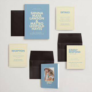 This is a skyblue wedding invitations with standard by Ellen Schlegelmilch called sienna printing on signature in grand