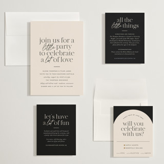 This is a noir wedding invitations with standard by Jessica Corliss called little party big love printing on signature in grand