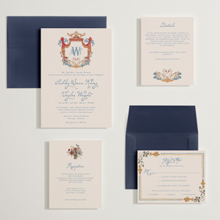 This is a royal wedding invitations with standard by Cass Loh called swan crest printing on signature in grand