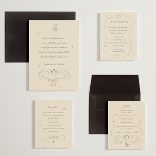 This is a buttercream wedding invitations with standard by Helena Vitto called the swan printing on signature in grand