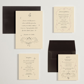 This is a vanilla wedding invitations with standard by Helena Vitto called the swan printing on signature in grand