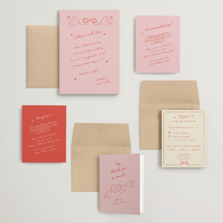 This is a peach wedding invitations with standard by Helena Vitto called the bird song printing on signature in grand