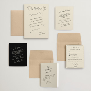 This is a noir wedding invitations with standard by Helena Vitto called the bird song printing on signature in grand