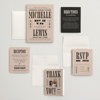 This is a noir wedding invitations with standard by Alethea and Ruth called bold stack printing on signature in grand