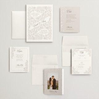 This is a natural wedding invitations with standard by BR Designs called vintage flourishes printing on signature in grand